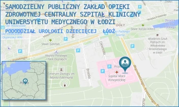 PODODDZIAŁ UROLOGII DZIECIĘCEJ - SAMODZIELNY PUBLICZNY ZAKŁAD OPIEKI ZDROWOTNEJ CENTRALNY SZPITAL KLINICZNY UNIWERSYTETU MEDYCZNEGO W ŁODZI - UL. SPORNA 36/50,  ŁÓDŹ