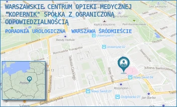 PORADNIA UROLOGICZNA - WARSZAWSKIE CENTRUM OPIEKI MEDYCZNEJ "KOPERNIK" SPÓŁKA Z OGRANICZONĄ ODPOWIEDZIALNOŚCIĄ - MIKOŁAJA KOPERNIKA 43,  WARSZAWA ŚRÓDMIEŚCIE